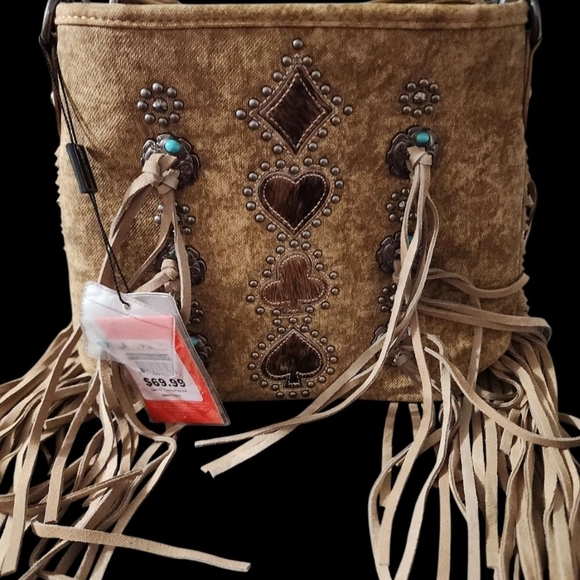 Montana West Handbags - Montana West Tan Fringed Shoulder Bag